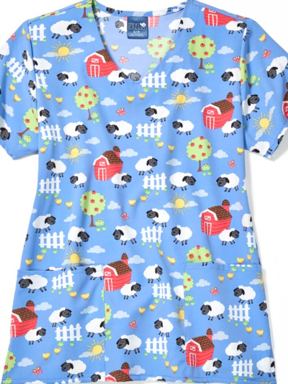 Zoe+Chloe Performance V-Neck Print Scrub Top